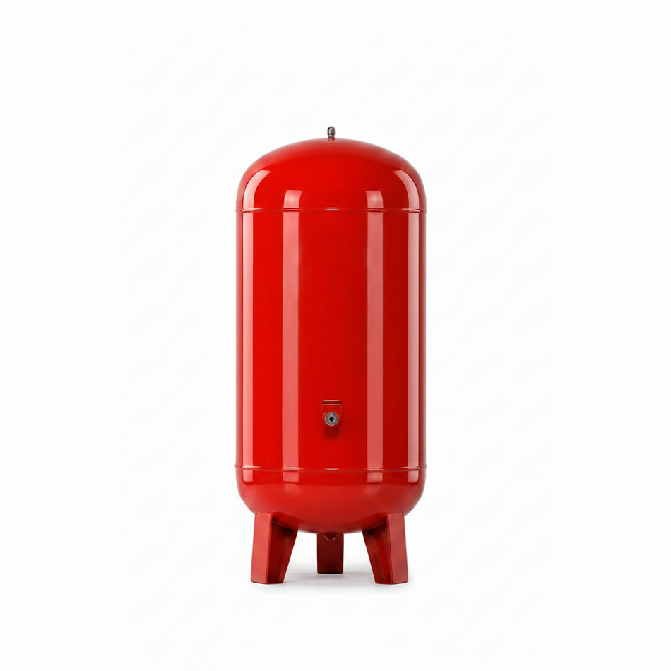 Red cylindrical tank 