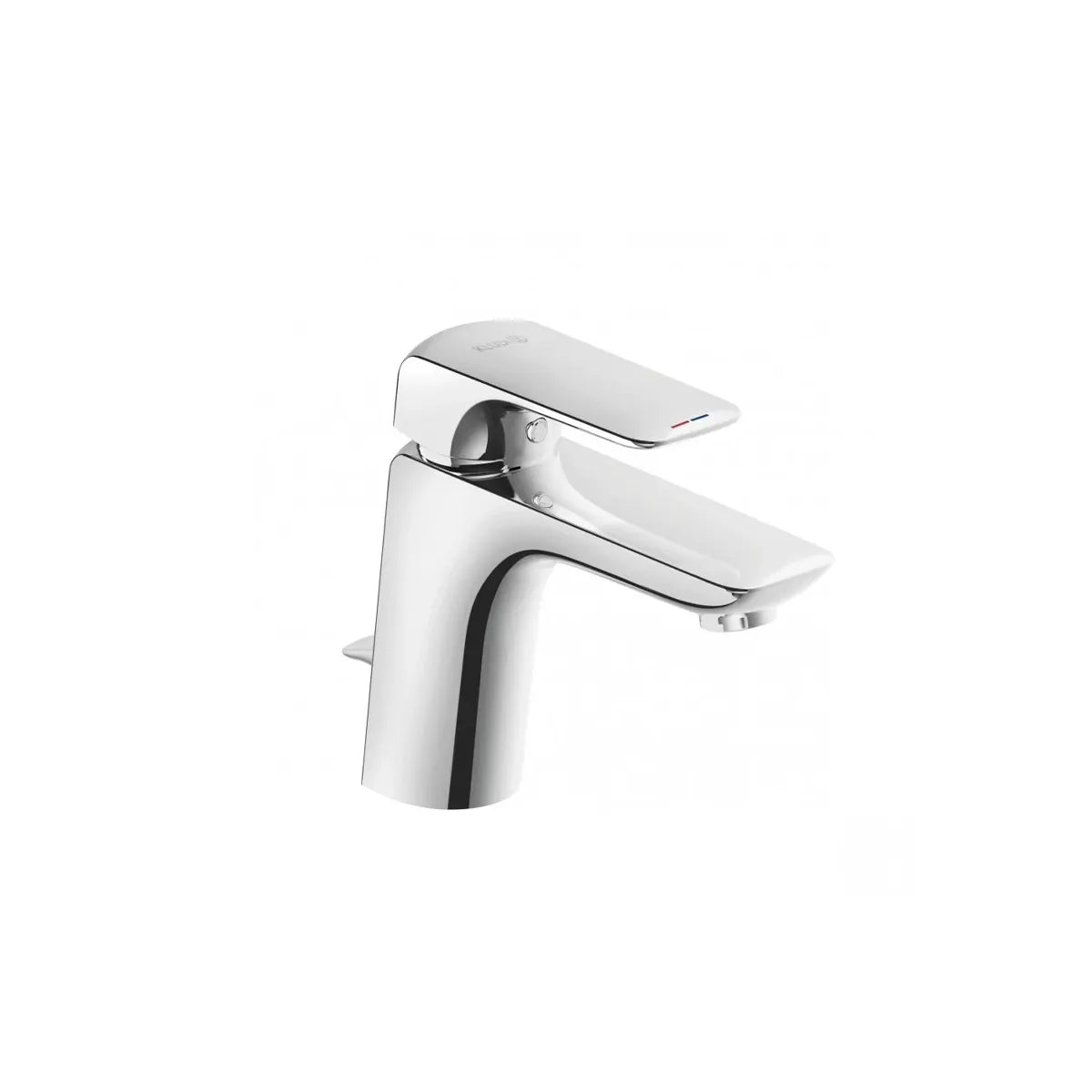 A modern single-handle bathroom faucet with a polished chrome finish.