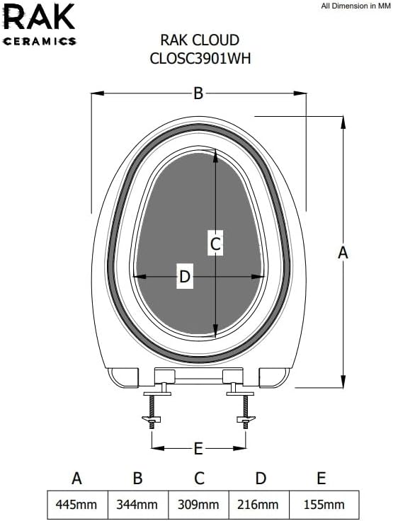 RAK-CLOUD OVAL UREA SOFT CLOSE TOILET SEAT COVER | CLOSC3901500