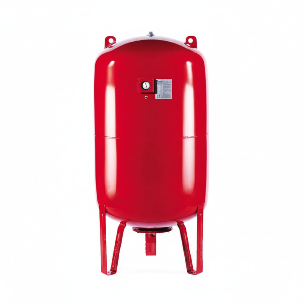 Red cylindrical pressure tank 