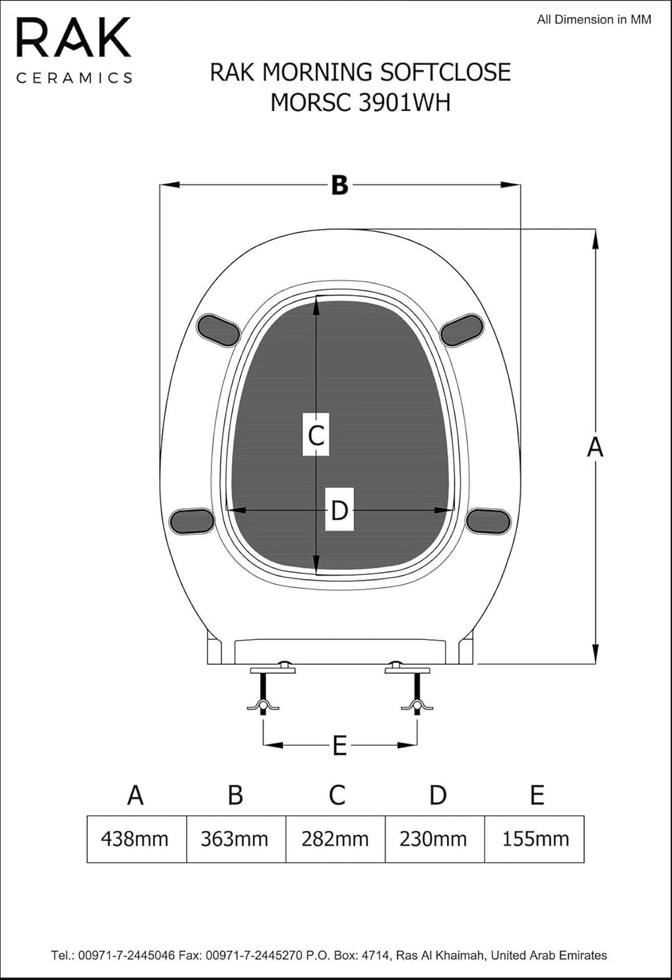 RAK-MORNING UREA SOFT CLOSE TOILET SEAT COVER | MORSC3901WH