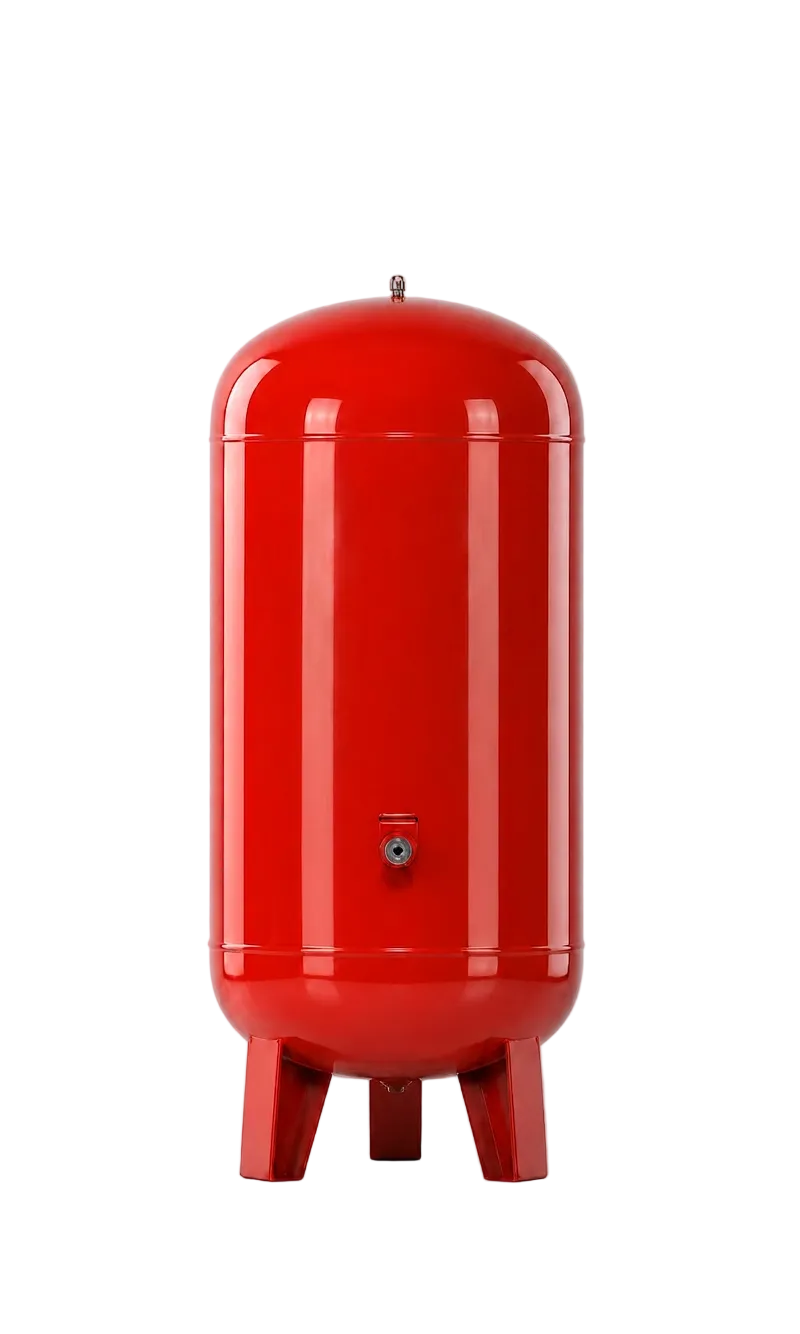 Red cylindrical tank