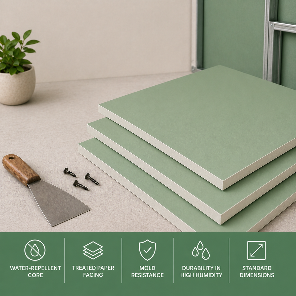 MOISTURE RESISTANT (MR) GYPSUM BOARD – WATER REPELLENT CORE, 1200 X 2400 MM CEILING & WALL PANEL