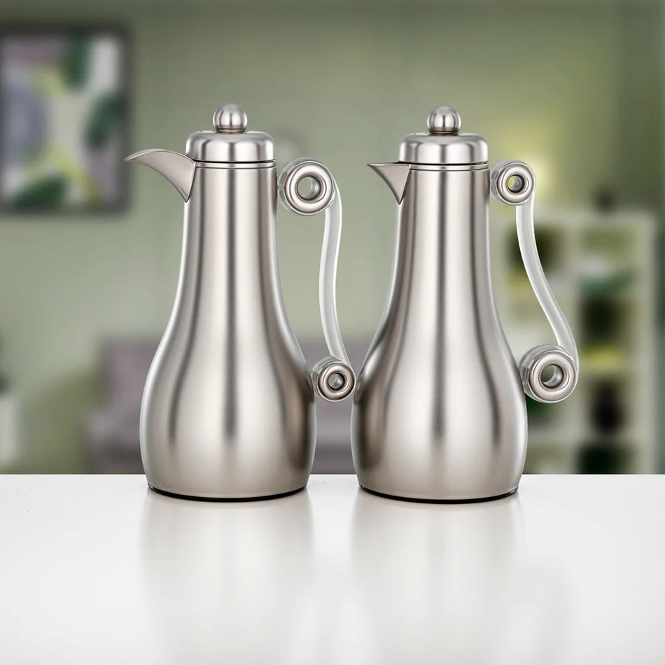 Almarjan 2-Piece Vacuum Flask Set – Matt Nickel & Frost Acrylic (1.0L Each) | Winter Serveware