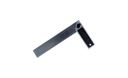 Metal square ruler with ruler on a white background