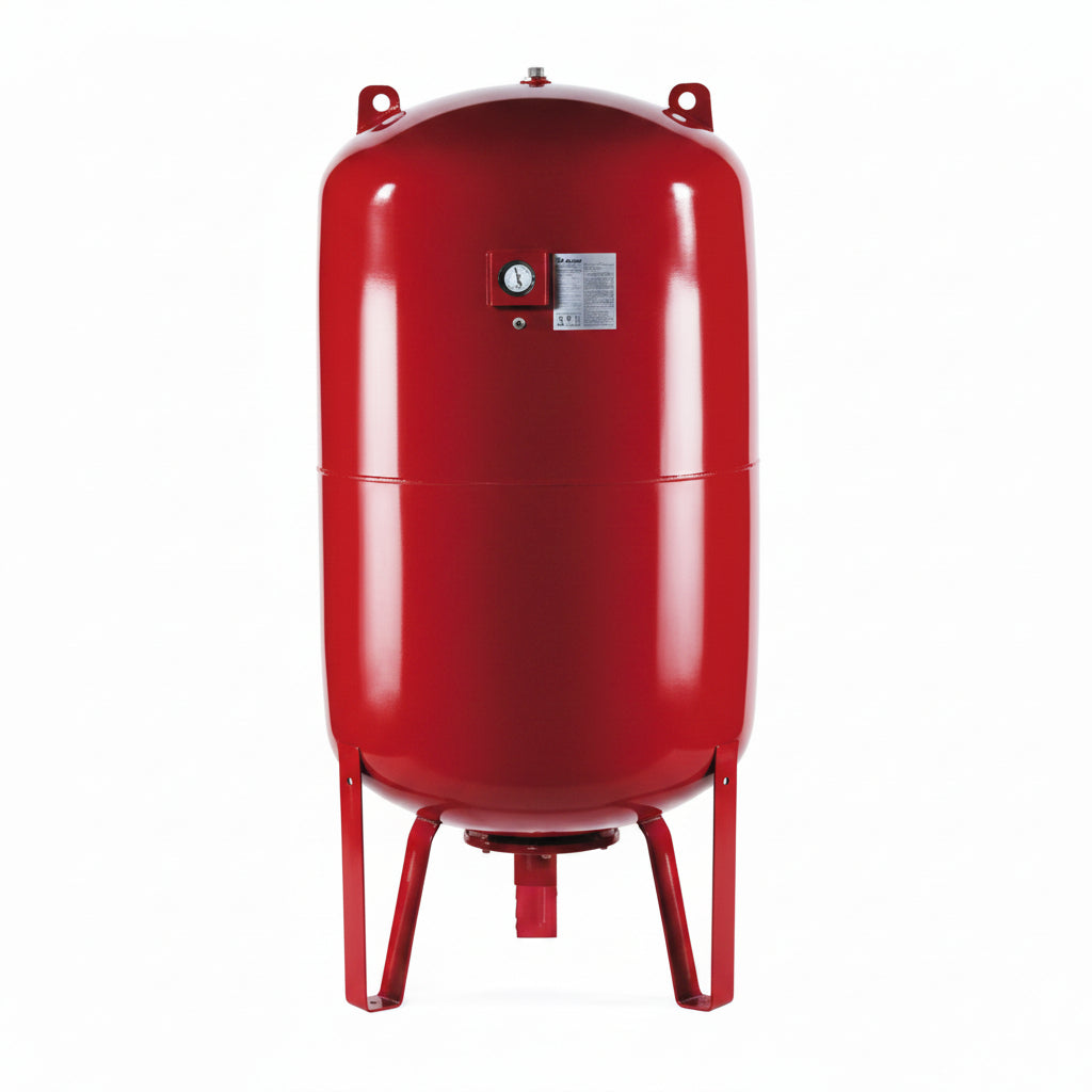 Red cylindrical pressure tank 