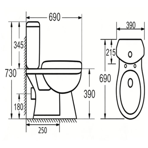 OCE-ZT443P – CLOSE COUPLED WATER CLOSET