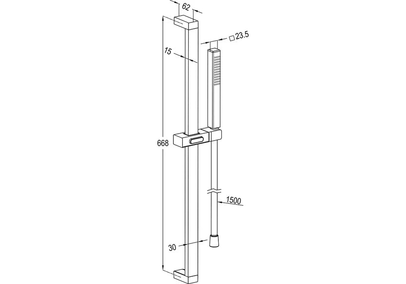 1S SHOWER SET DN15 – CHROME | 680 MM SLIDE RAIL | RAIN SPRAY | RAK62200