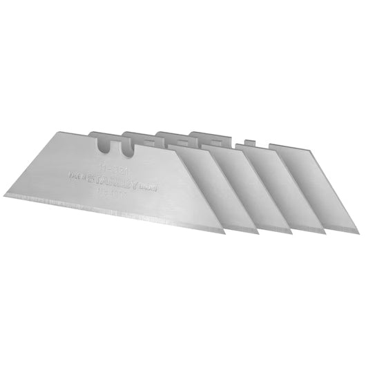 Set of four metal blades on a white background