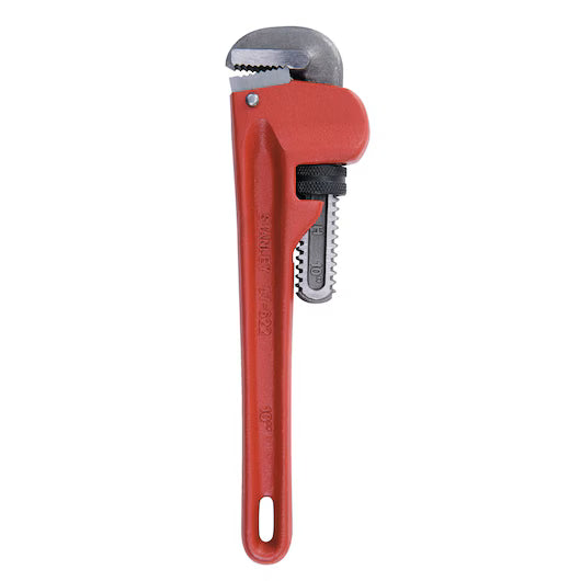 Red pipe wrench on a white background