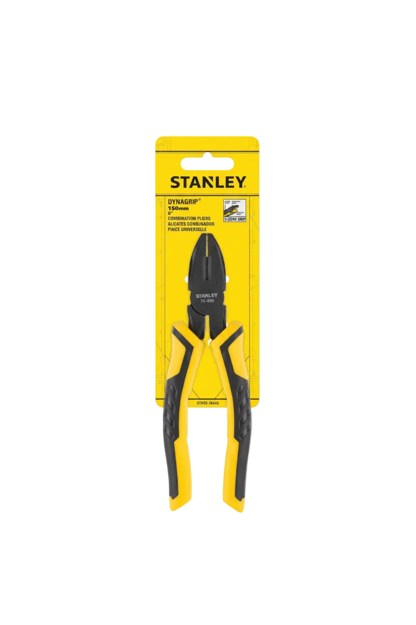 Stanley combination pliers on a yellow packaging background