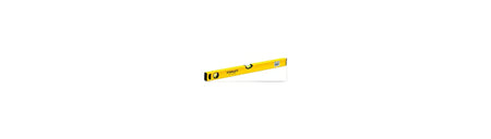 Yellow Stanley spirit level on a white background