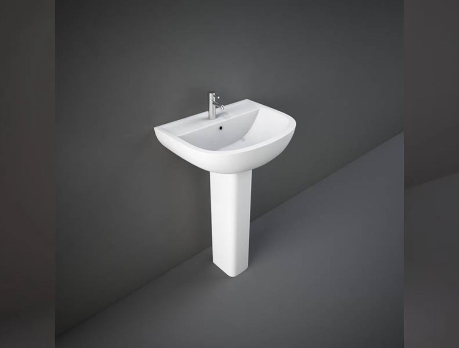 RAK-COMPACT RECTANGLE FULL PEDESTAL WASH BASIN SET – ALPINE WHITE