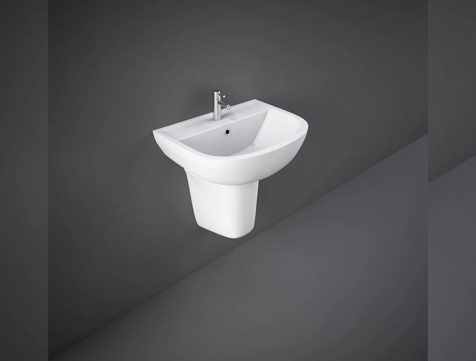 RAK-COMPACT HALF PEDESTAL WASH BASIN SET – ALPINE WHITE