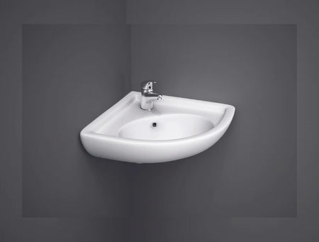 RAK-COMPACT 44CM CORNER CLOAKROOM WASH BASIN – ALPINE WHITE