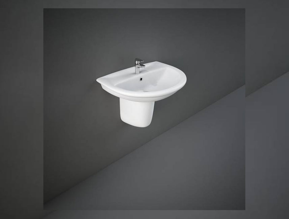 RAK-KARLA 60CM HALF PEDESTAL WASH BASIN – ALPINE WHITE
