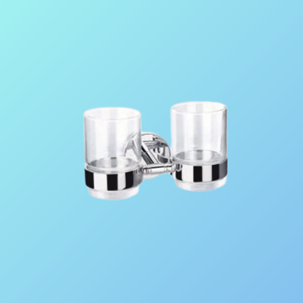 caliber brass tumbler holder with two glasses