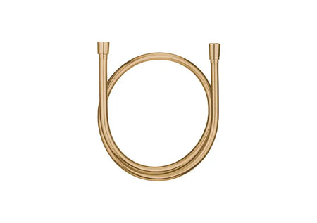 A U-shaped wall-mounted chrome shower hose with a brushed gold finish, coiled in a loop with two straight ends pointing upward.