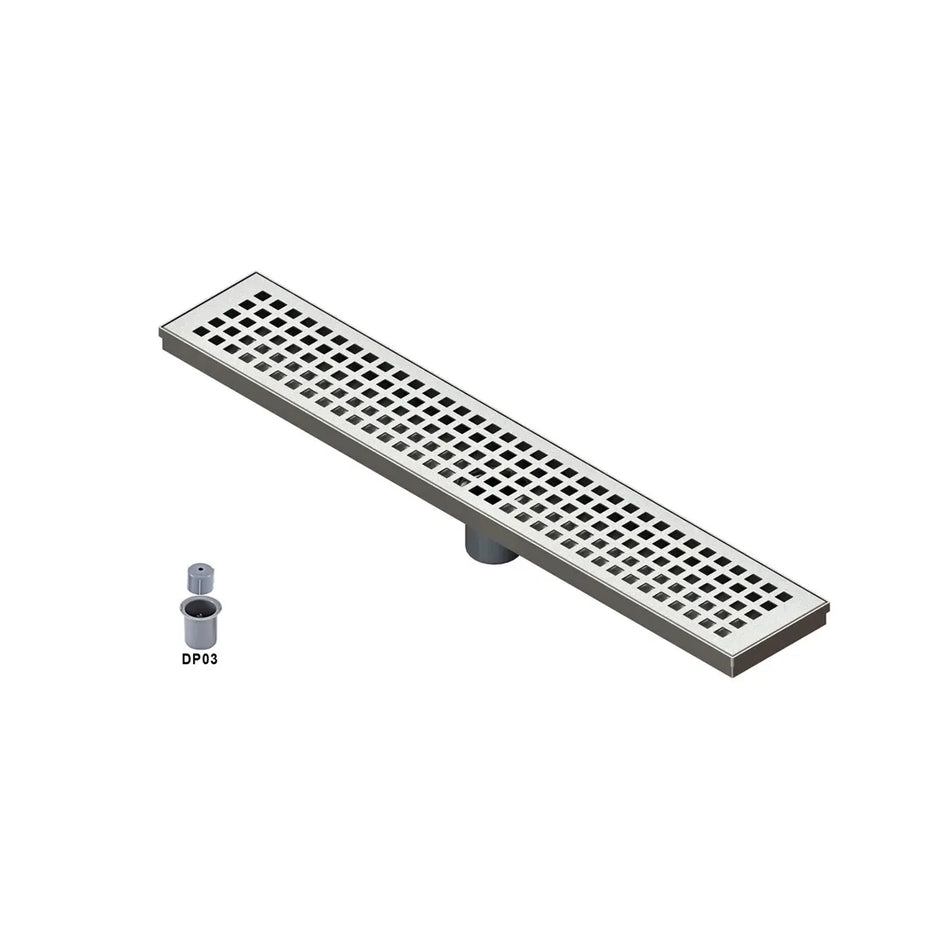 STAINLESS STEEL FLOOR DRAIN LONG GRATE INSERT 600 MM – CENTER VERTICAL OUTLET | SHOWER CHANNEL | RAK90731B